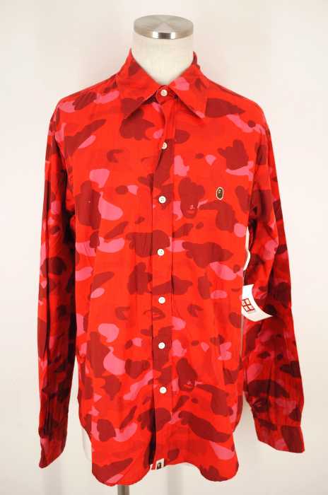 ベイシングエイプ　カモ柄シャツ A BATHING APE(ア ベイシング エイプ) 迷彩 猿カモ柄 長袖シャツ