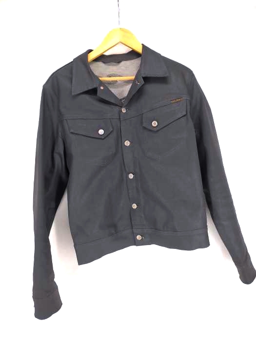Nudie Jeans(ヌーディージーンズ) ブラックコーティングストレッチデニムジャケット メンズ アウター