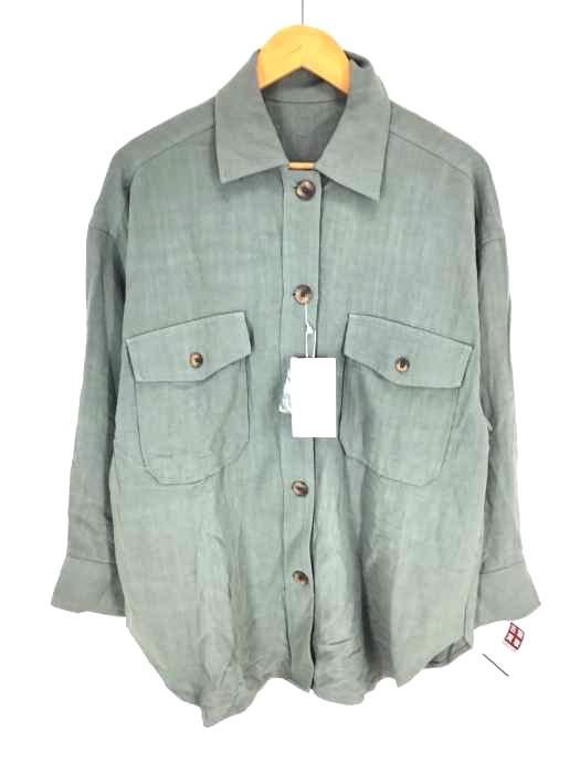 AZUL by moussy（アズールバイマウジー） RAYON LINEN BIG POCKET SHIRT レディース アウター