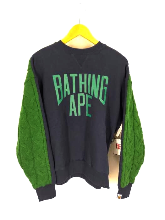 A BATHING APE(アベイシングエイプ) ニット切替カレッジロゴスウェット メンズ トップス