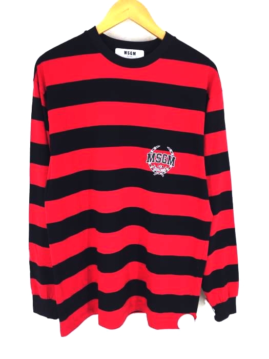 MSGM（エムエスジーエム） college ロンT  ボーダー メンズ トップス