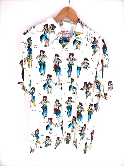 Aloha Blossom（アロハブロッサム） hula girl natural white メンズ トップス