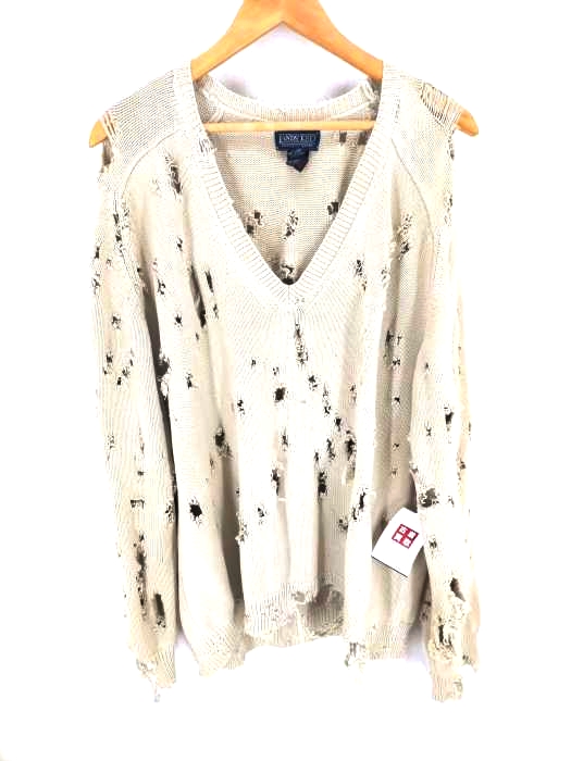 LANDS END（ランズエンド） 90s クラッシュ加工Vネックセーター メンズ トップス
