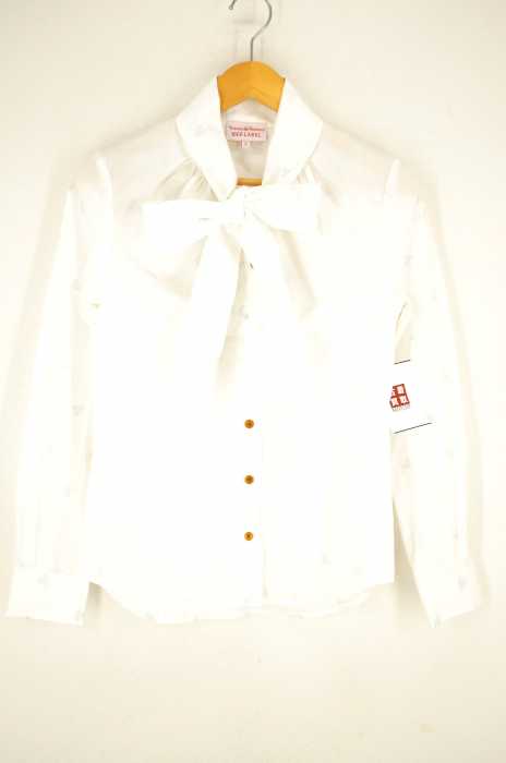 ヴィヴィアンウエストウッド　オーブ総柄リボン ボウタイシャツ　ブラウス　サイズ1 ヴィヴィアンウエストウッド オーブ総柄リボン ボウタイシャツ