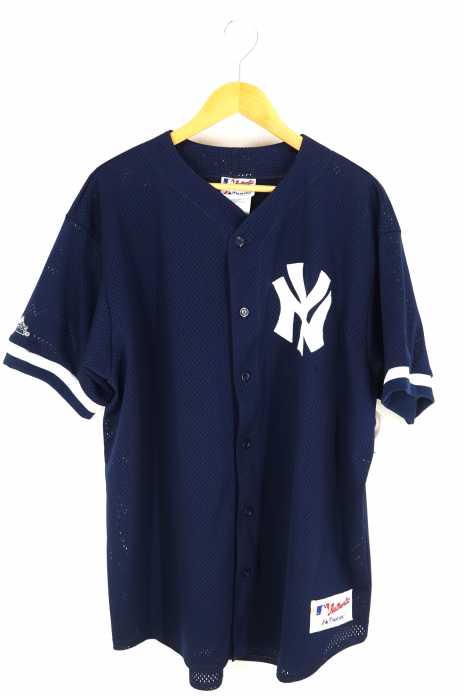 MAJESTIC(マジェスティック) USA製 NY メッシュベースボールシャツ メンズ トップス