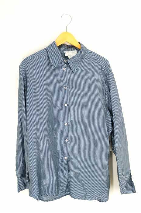 USED古着  （ユーズドフルギ） ストライプ柄長袖シルクシャツ メンズ トップス