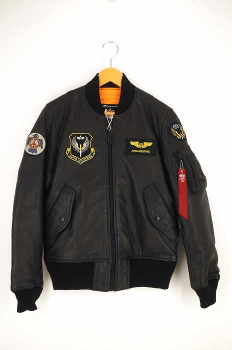 ALPHA INDUSTRIES (アルファインダストリーズ) MA-1 レザージャケット/AIR CREW PACH メンズ アウター