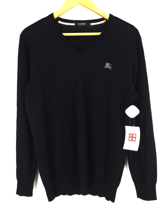 BURBERRY BLACK LABEL（バーバリーブラックレーベル） Vネック ワンポイント カシミヤ混 メンズ トップス