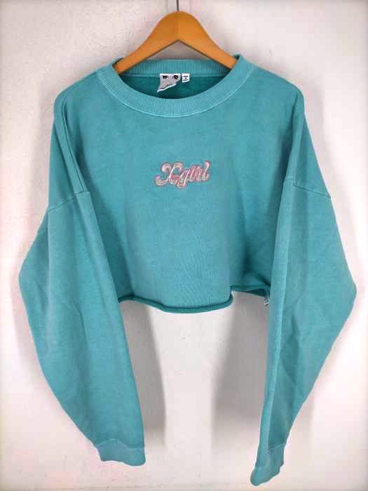 X-girl（エックスガール） GLITTER LOGO SWEAT CROPPED TOP レディース トップス