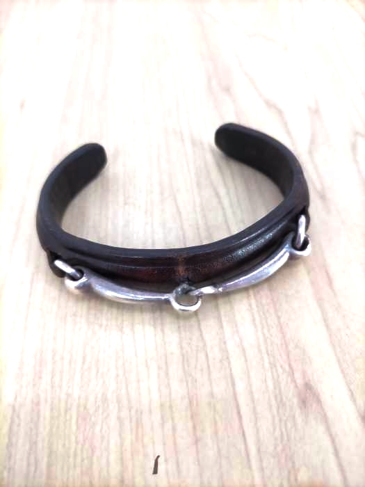 USED古着(ユーズドフルギ) 925SILVERビット付きレザーバングル メンズ アクセサリー