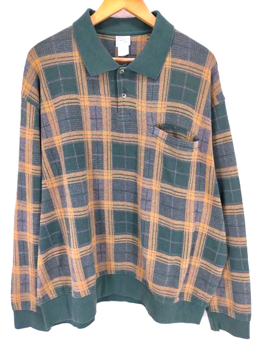 HABAND（ハバンド） PLAID L/S POLO SHIRT FOREST メンズ トップス