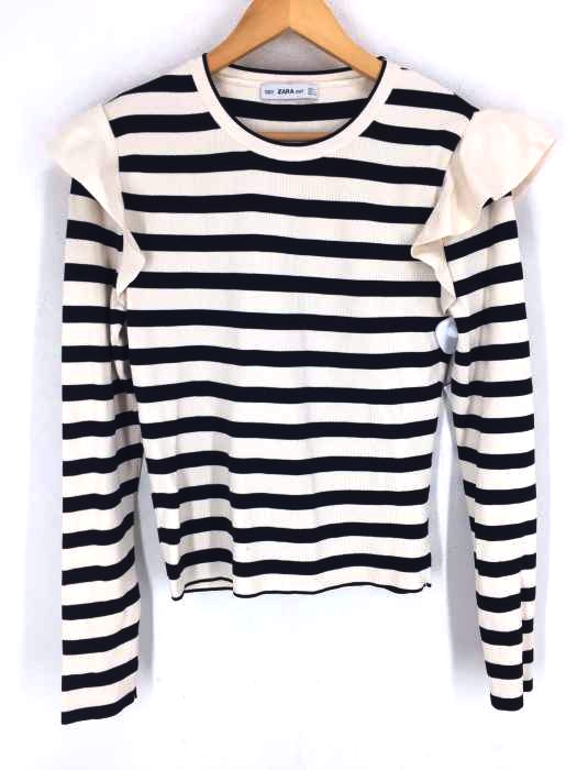 ZARA KNIT(ザラニット) ボーダーフリル装飾ニット レディース トップス