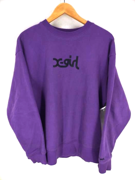 X-girl（エックスガール） 21AW THICK RUBBER MILLS LOGO CREW SWEAT TOP レディース トップス