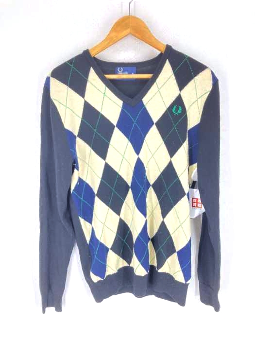 FRED PERRY（フレッドペリー） アーガイル柄 ウールVネックニット メンズ トップス