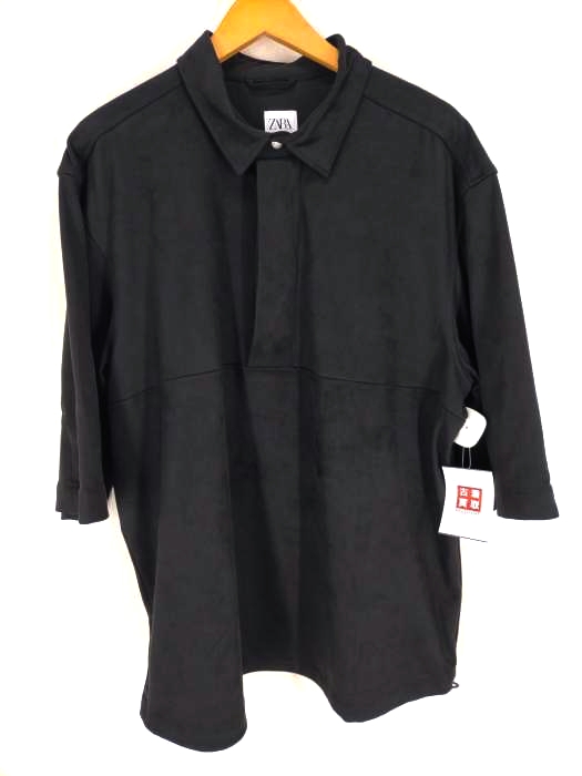 ZARA（ザラ） Faux suede comfort fit polo shirt メンズ トップス