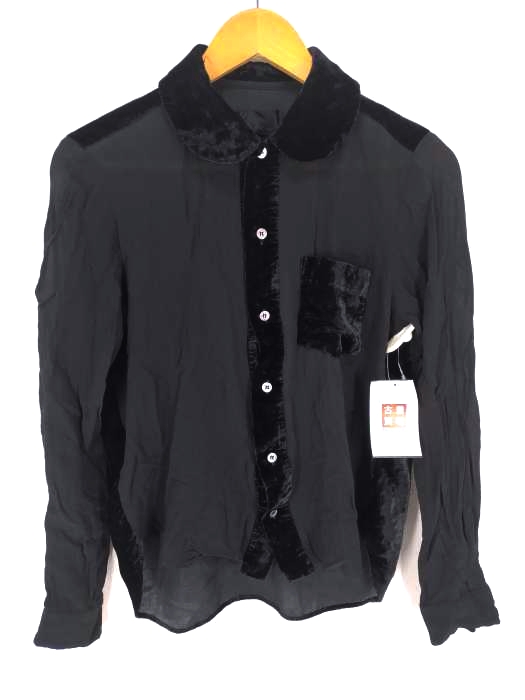tricot COMME des GARCONS（トリココムデギャルソン） AD1999 ベロア&シフォン切替長袖シャツ レディース トップス