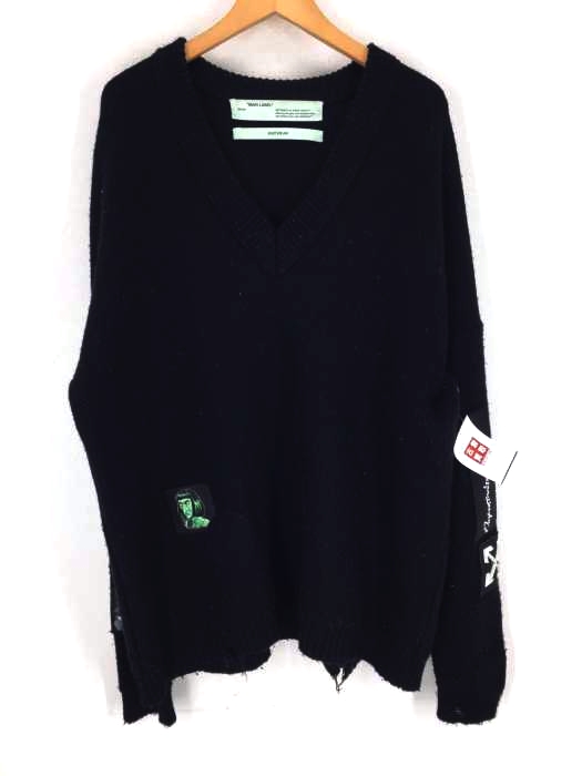 OFF-WHITE(オフホワイト) 19SS ワッペンダメージ加工ニット メンズ トップス