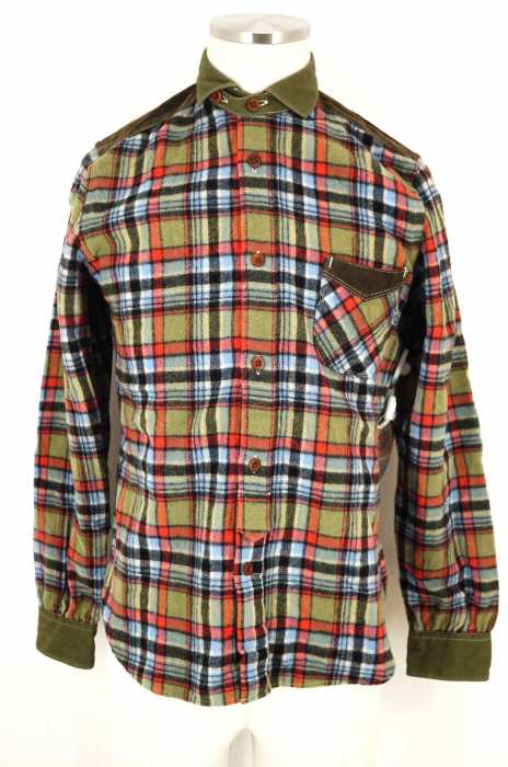 JUNYA WATANABE COMME des GARCONS MAN（ジュンヤワタナベコムデギャルソンマン） AD2012 チェック切替エルボーパッチネルシャツ メンズ トップス