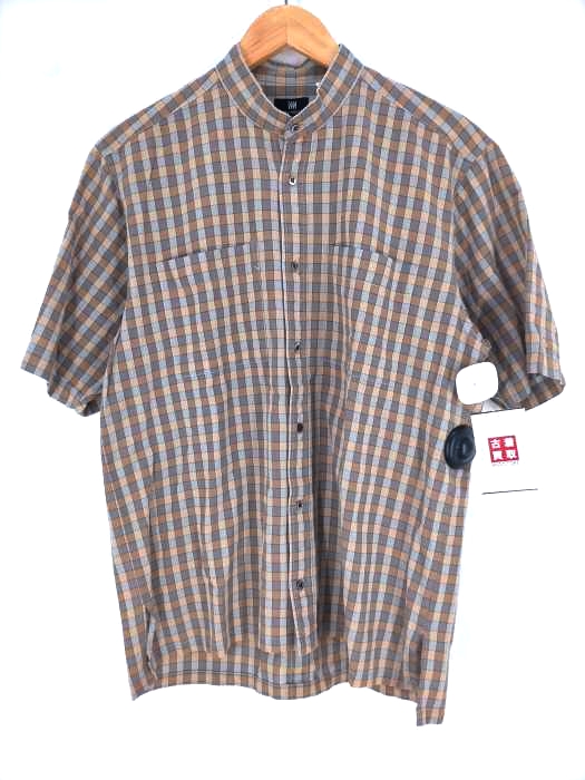 ISSEY MIYAKE THE SHIRTS（イッセイミヤケ） バンドカラー チェック柄半袖シャツ メンズ トップス