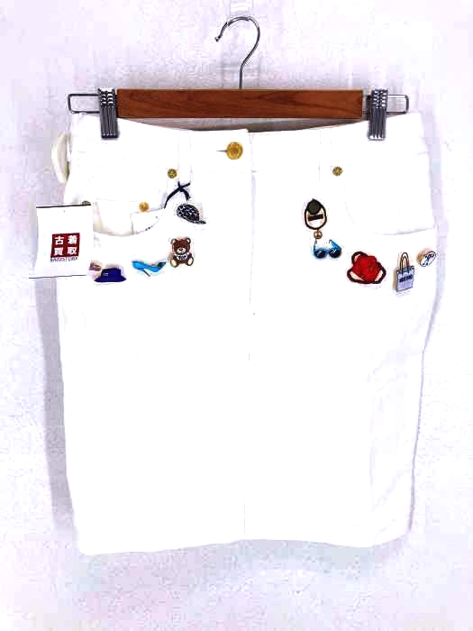 MOSCHINO（モスキーノ） ピンズ付きデニムスカート レディース スカート