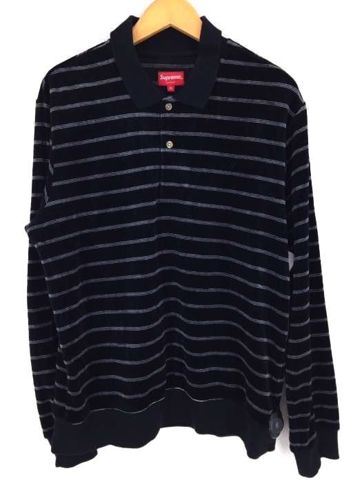 Supreme（シュプリーム） Striped Velour L/S Polo メンズ トップス