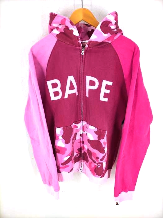 BAPE（ベイプ） USED加工 カモ柄 切替 フルジップパーカー メンズ トップス