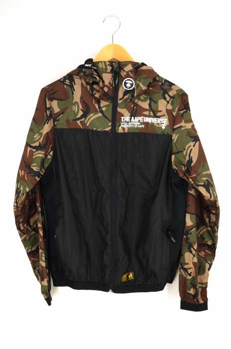 AAPE BY A BATHING APE(エーエイプバイアベイシングエイプ) バックプリントカモ柄切替ジップアップジャケット メンズ アウター