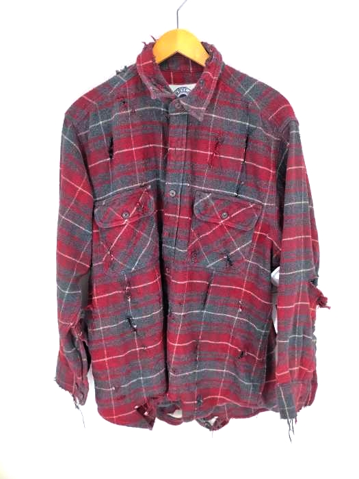 USED古着（ユーズドフルギ） burrylaneダメージ加工チェック柄ネルシャツ メンズ トップス