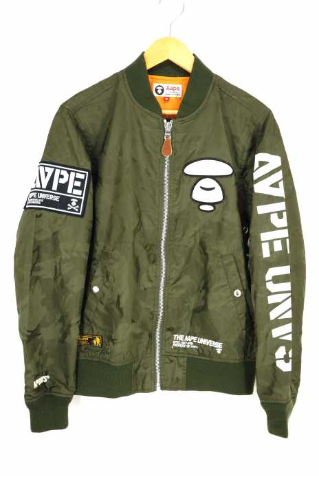 AAPE BY A BATHING APE（エーエイプバイアベイシングエイプ） フロッキーワッペンカモ柄ジップアップMA-1 メンズ アウター