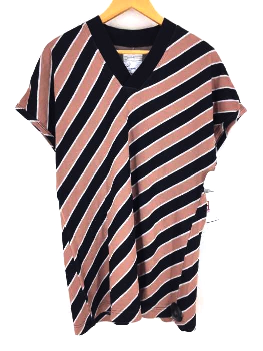 SHAREEF(シャリーフ) BIAS STRIPE V-NECK BIG-T メンズ トップス