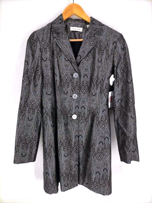USED古着（ユーズドフルギ） Amanda Smith 総柄ロングシルクテーラードジャケット レディース アウター