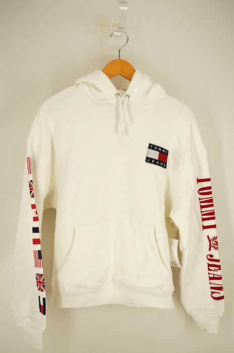 tommy jeans(トミージーンズ) 袖プリントプルオーバーパーカー レディース トップス
