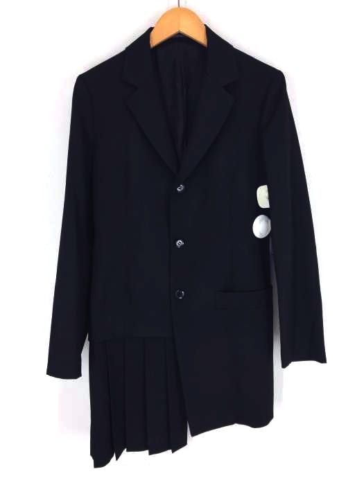 YOHJI YAMAMOTO+NOIR(ヨウジヤマモト プリュスノアール) サイドプリーツコットンロングジャケット レディース アウター