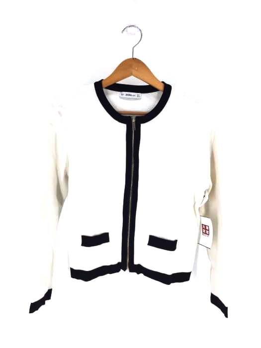 ZARA KNIT(ザラニット) レーヨン混 ノーカラー ジップアップカーディガン レディース トップス