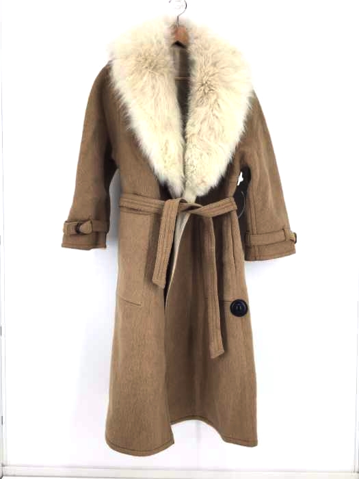 AQUASCUTUM（アクアスキュータム） 英国製 ONSLOW  ベルト付きファーコート レディース アウター