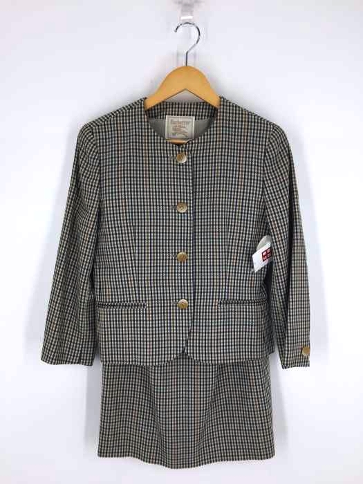 BURBERRY’S（バーバリーズ） 千鳥格子柄ノーカラージャケット＆バックジップスカート レディース セットアップ