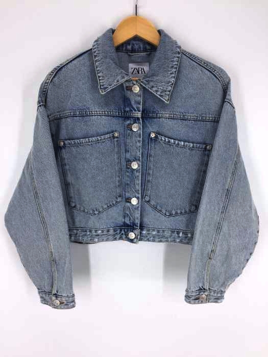 ZARA（ザラ） ウォッシュ・ダメージ加工 クロップド丈 デニムジャケット レディース アウター