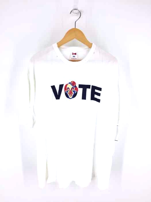 VOTE MAKE NEW CLOTHES(ボートメイクニュークローズ) フロントプリントダメージ加工クルーネックカットソー メンズ トップス
