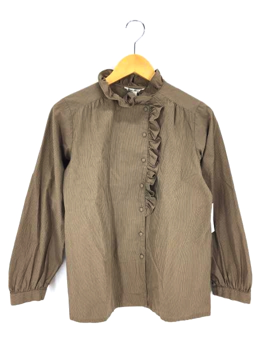 Hokin Blouse（フルギ） ストライプ柄長袖フリルシャツ レディース トップス