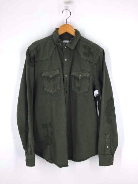 ZARA(ザラ) RELAXED FIT ダメージ加工 デニムウエスタンシャツ メンズ トップス