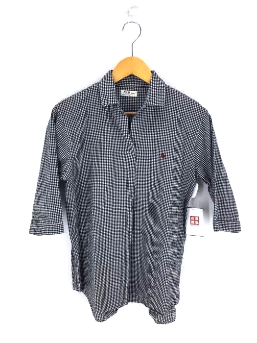 POLO HOME(ポロホーム) 7分袖 Cチェック柄 ワンポイント刺繍 スキッパーシャツ BRITISH COUNTRY SPIRIT レディース トップス