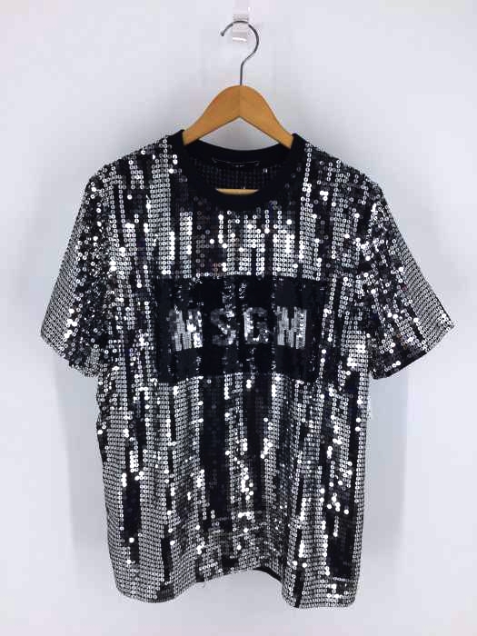 MSGM(エムエスジーエム) フロントロゴ スパンコールTシャツ メンズ トップス