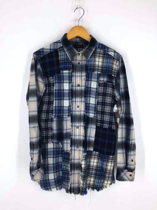 DIESEL(ディーゼル) チェック柄パッチワークダメージ加工シャツ メンズ トップス