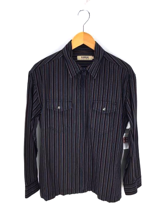 KANSAI JEANS（カンサイジーンズ） ストライプ柄ジップアップシャツ 