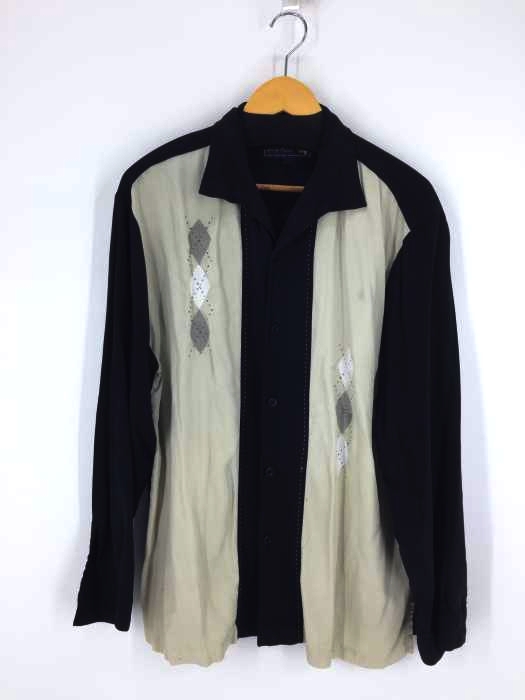 USED古着（ユーズドフルギ） Nat Nast 刺繍アーガイル柄 2トーンL/S シルクシャツ メンズ トップス