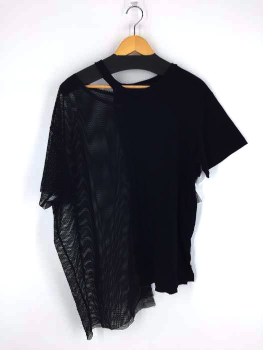 LIMI feu(リミフゥ) アシンメトリーメッシュ切替Tシャツ レディース トップス