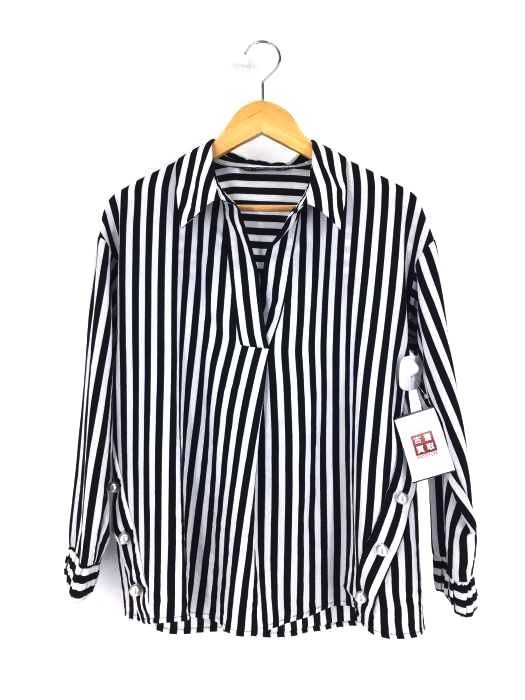 ZARA BASIC COLLECTION（ザラベーシックコレクション） パール装飾 スキッパーブラウス レディース トップス