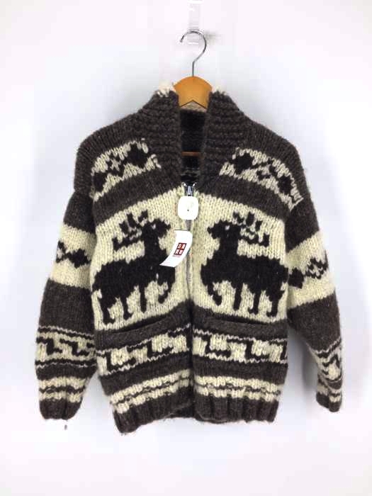 USED古着（ユーズドフルギ） カナダ製 YKKデカジップ ジップアップカウチンニット メンズ トップス