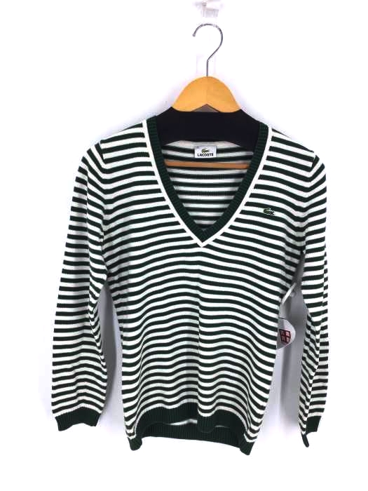 LACOSTE（ラコステ） ボーダー柄Vネックニット レディース トップス