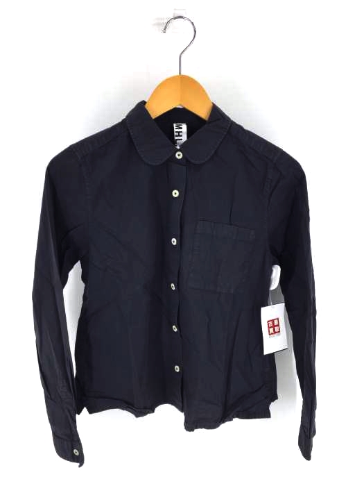 size 2】 MHL. マーガレットハウエル コットンリネンシャツ 丸襟